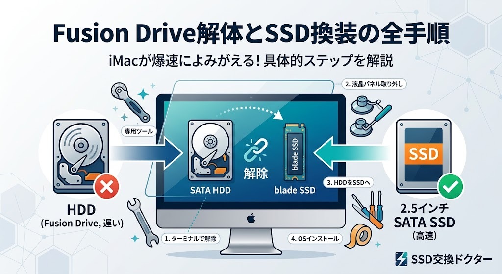 iMacのFusion Driveを解除してSSDへ換装する具体的手順と注意点